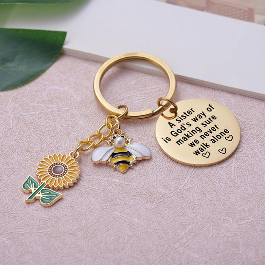 Sunflower Keychain for Women Inspirational Christmas Birthday Graduation Jewelry Gifts for Mom Daughter Wife V1258-DP02-B-1109