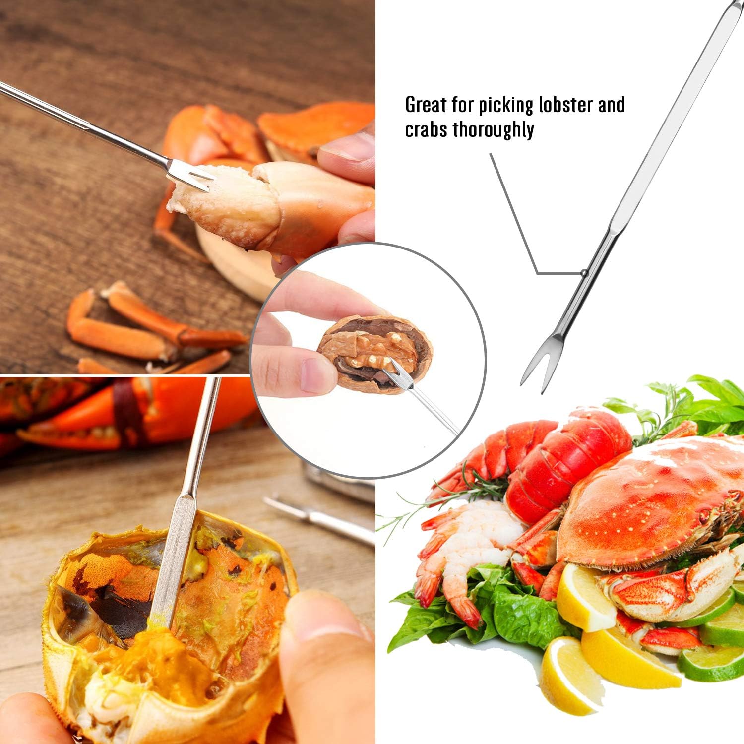 4-Person Seafood Tools Set includes 2 Crab Crackers, 4 Lobster Shellers, 4 Crab Leg Forks/Picks and 1 Seafood V1258-DP02-B-111