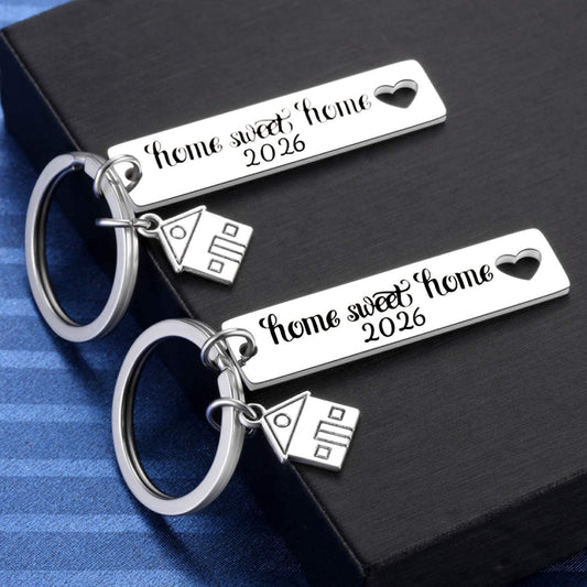 Kvekstio 2PCS 2026 Home Sweet Home Key Chain Housewarming Presents, New Homeowner Keychain Closing Gift V1258-DP02-B-1110