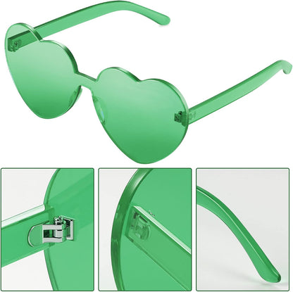 Maxdot 2 Pieces Heart Shape Rimless Sunglasses Transparent Candy Color Frameless Glasses Love Eyewear V1258-DP02-B-1112