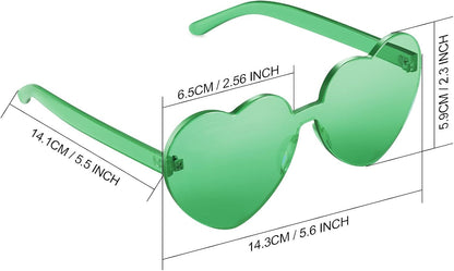 Maxdot 2 Pieces Heart Shape Rimless Sunglasses Transparent Candy Color Frameless Glasses Love Eyewear V1258-DP02-B-1112
