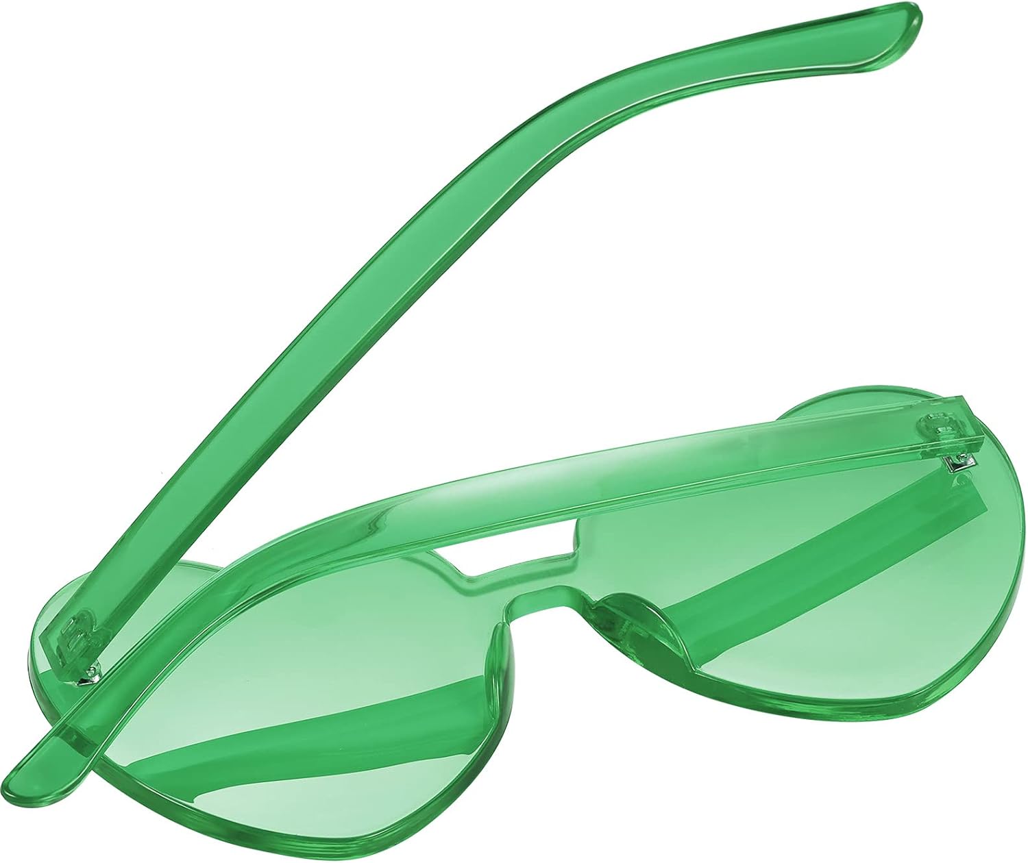 Maxdot 2 Pieces Heart Shape Rimless Sunglasses Transparent Candy Color Frameless Glasses Love Eyewear V1258-DP02-B-1112