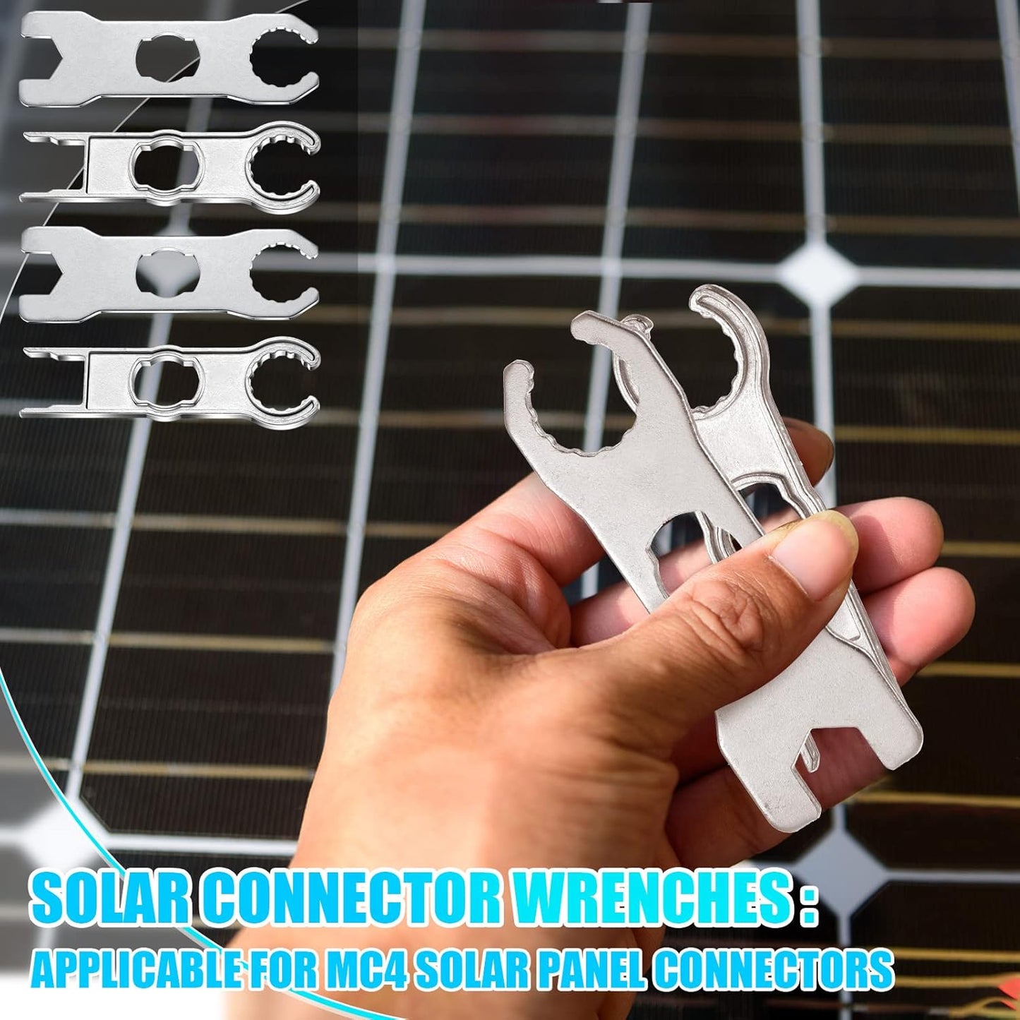 Landhoow 6 Pcs Solar Panel Connector Tool Solar Metal Spanner Wrench Solar PV Disconnect Removal Tools V1258-DP02-B-1116