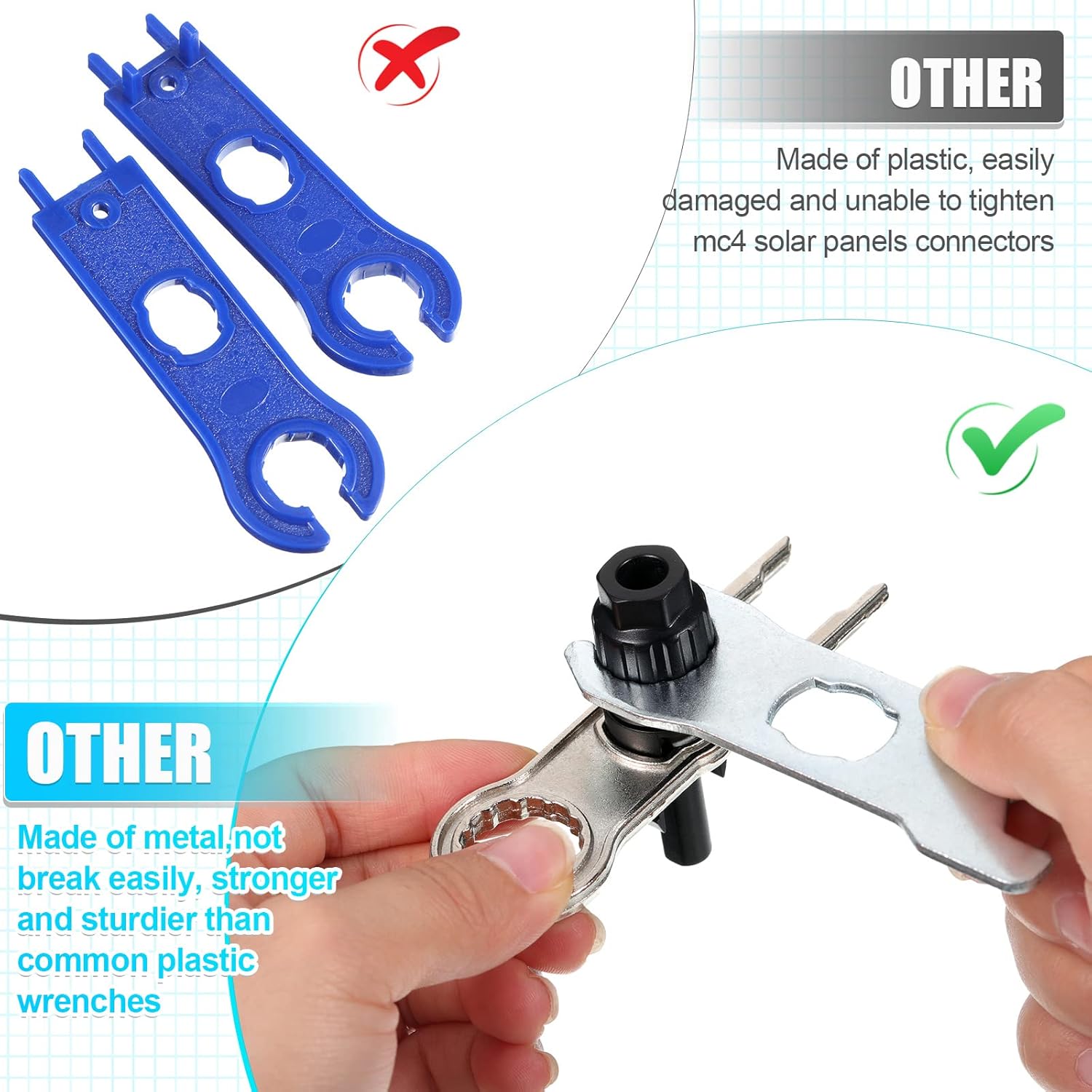 Landhoow 6 Pcs Solar Panel Connector Tool Solar Metal Spanner Wrench Solar PV Disconnect Removal Tools V1258-DP02-B-1116