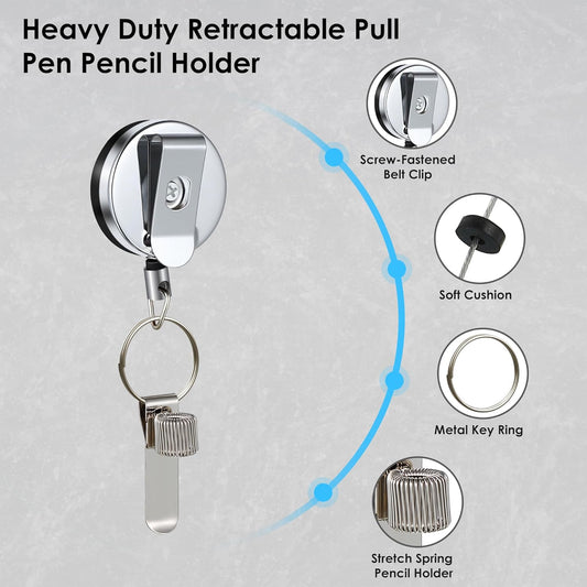 Landhoow 2 Pcs Retractable Pull Pen Pencil Holder, 27.5'' Retractable Pen Holder for Carpenters, Workers, V1258-DP02-B-1122