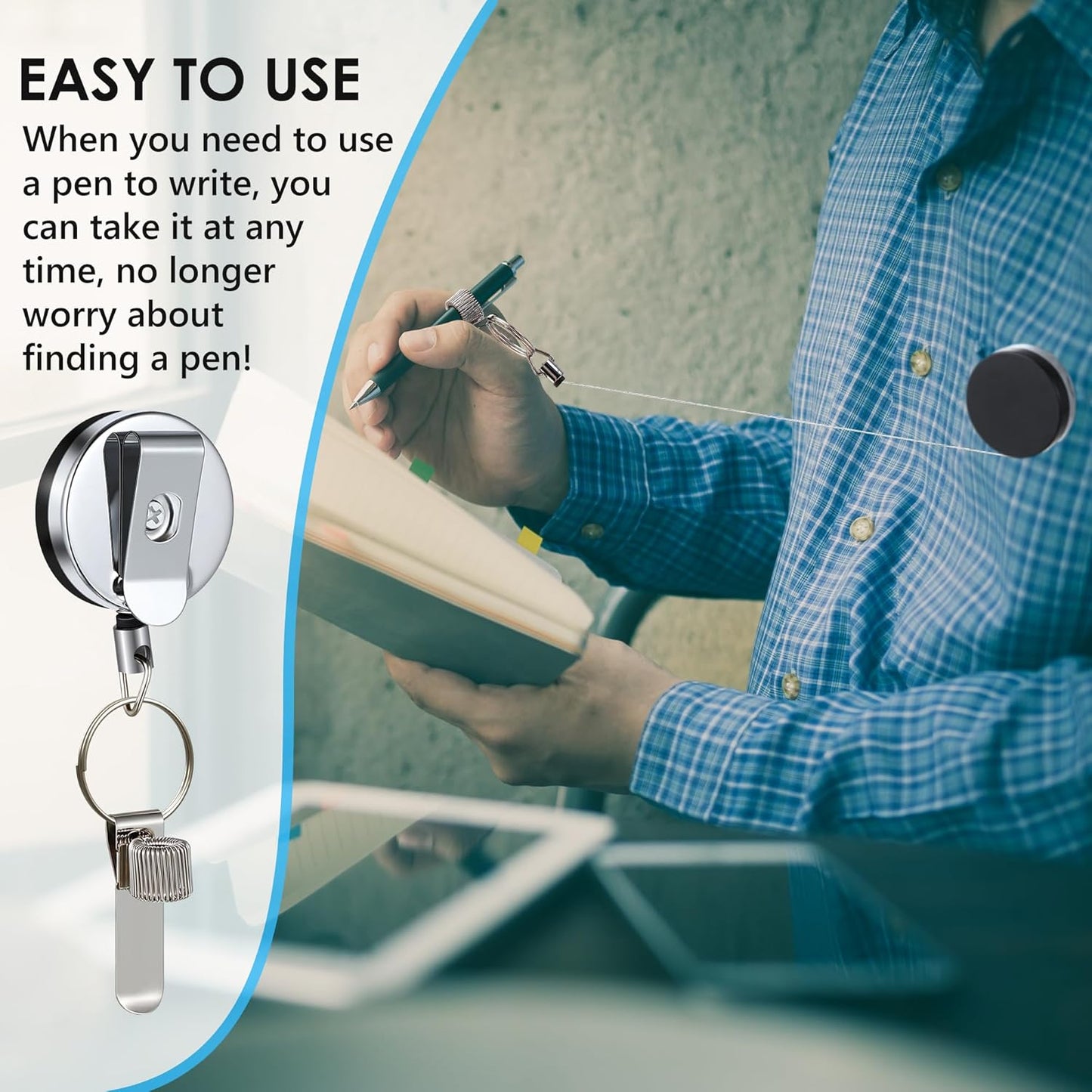 Landhoow 2 Pcs Retractable Pull Pen Pencil Holder, 27.5'' Retractable Pen Holder for Carpenters, Workers, V1258-DP02-B-1122