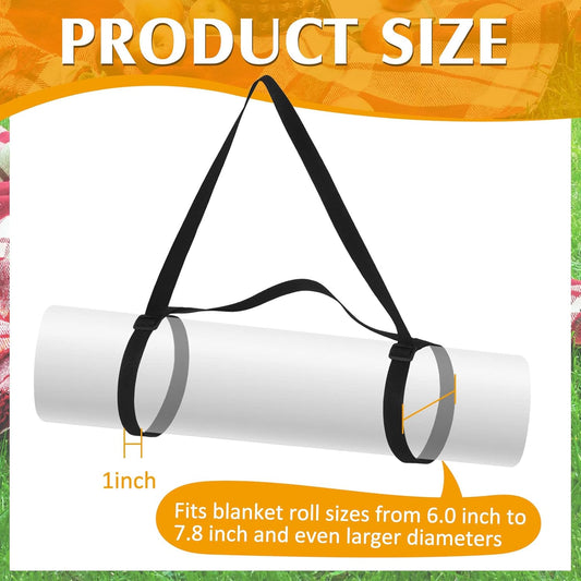 Amylove 2 Pcs Picnic Blanket Carry Strap for Camping Motorcycle Bedroll Adjustable Yoga Mat Holder with V1258-DP02-B-1130