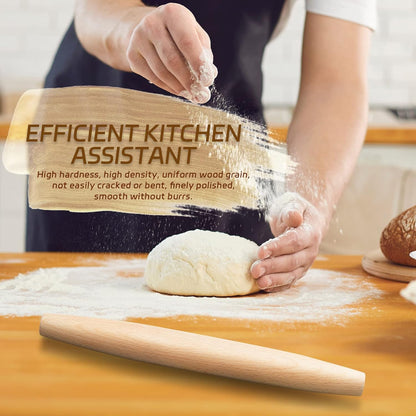 Classic French Rolling Pin for Baking - Beech Wood Tapered Rolling Pin Dough Roller for Pizza Dough, Pie V1258-DP02-B-114