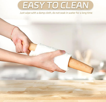 Classic French Rolling Pin for Baking - Beech Wood Tapered Rolling Pin Dough Roller for Pizza Dough, Pie V1258-DP02-B-114