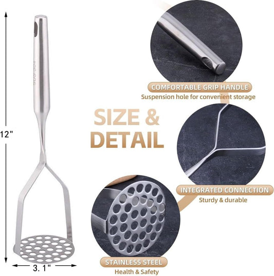 Potato Masher Stainless Steel,Mashed Potatoes Masher Kitchen Tool, Handle Potato Smasher for V1258-DP02-B-115