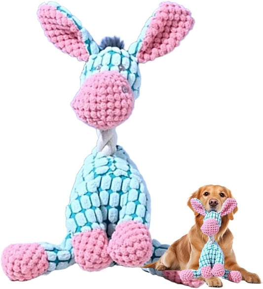 Linen Dog Toys, Durable Toy with Squeaker for Small Medium Large Dogs, Chew Resistant Animal Shaped Plush V1258-DP02-B-1150