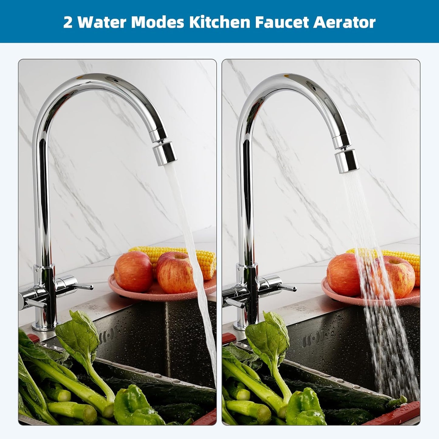 NSF/ANSI/CAN 61 Certified Faucet Aerator, CUPC Certification 360 degrees Twist Kitchen Sink Aerator, V1258-DP02-B-1154