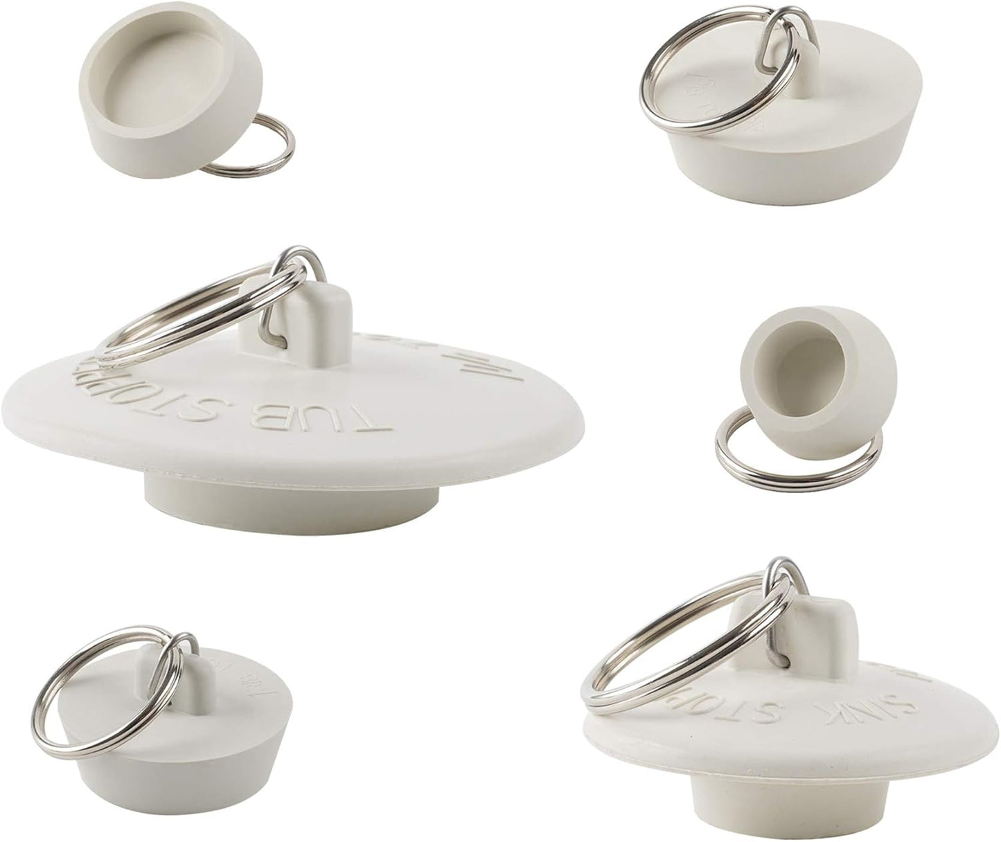6 Pieces Drain Stopper, Rubber Kitchen Sink Drain, Sink Stopper Drain Plug with Pull Ring for Kitchen, V1258-DP02-B-1155
