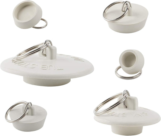 6 Pieces Drain Stopper, Rubber Kitchen Sink Drain, Sink Stopper Drain Plug with Pull Ring for Kitchen, V1258-DP02-B-1155