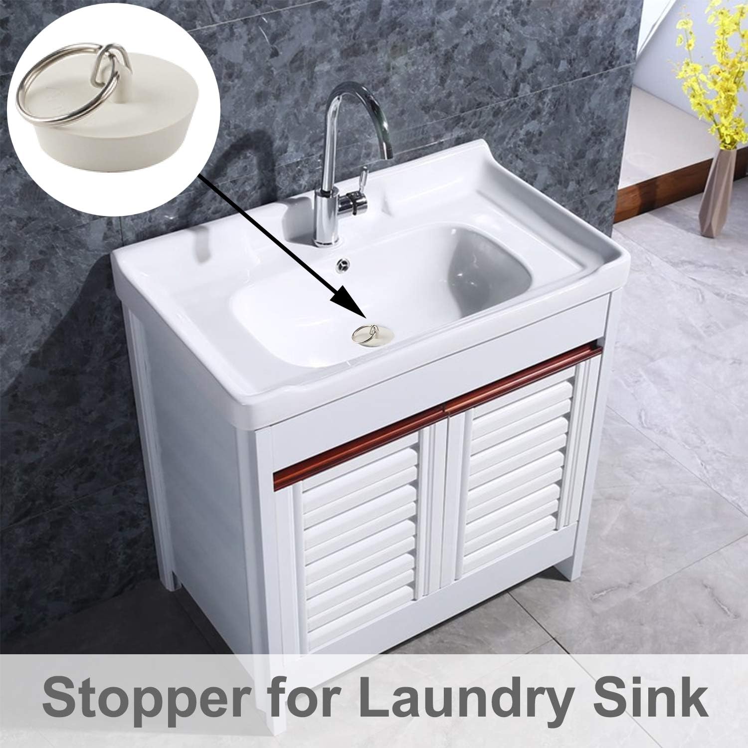 6 Pieces Drain Stopper, Rubber Kitchen Sink Drain, Sink Stopper Drain Plug with Pull Ring for Kitchen, V1258-DP02-B-1155
