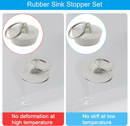 6 Pieces Drain Stopper, Rubber Kitchen Sink Drain, Sink Stopper Drain Plug with Pull Ring for Kitchen, V1258-DP02-B-1155