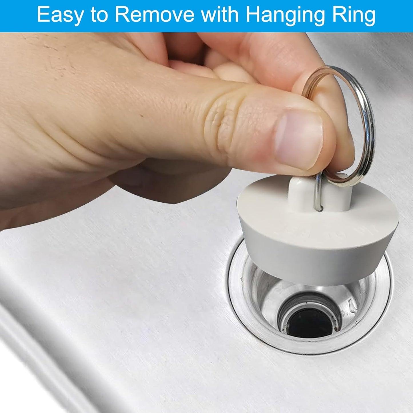 6 Pieces Drain Stopper, Rubber Kitchen Sink Drain, Sink Stopper Drain Plug with Pull Ring for Kitchen, V1258-DP02-B-1155