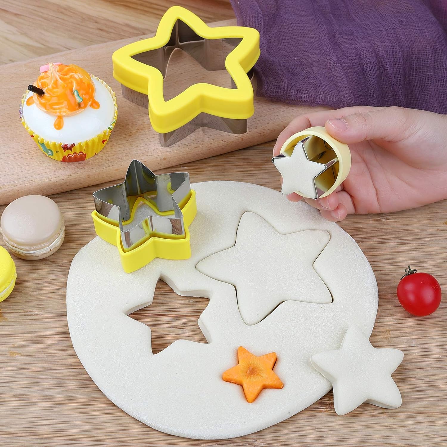 Stainless Steel Star Cookie Cutters, Mini to Large Sizes, Five-pointed Star & Vegetable Shapes Set for Kids V1258-DP02-B-116