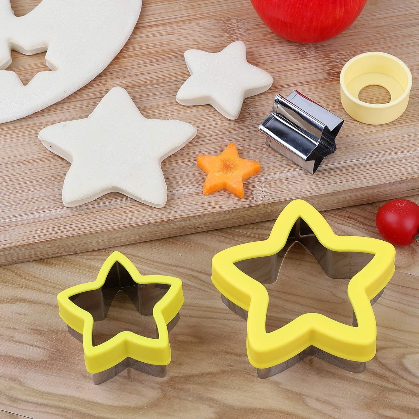 Stainless Steel Star Cookie Cutters, Mini to Large Sizes, Five-pointed Star & Vegetable Shapes Set for Kids V1258-DP02-B-116