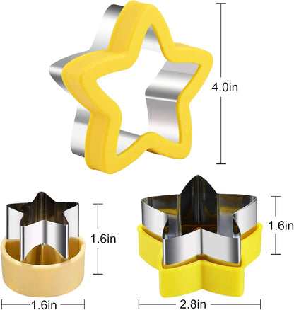 Stainless Steel Star Cookie Cutters, Mini to Large Sizes, Five-pointed Star & Vegetable Shapes Set for Kids V1258-DP02-B-116