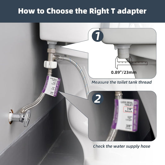 Bidet T Adapter, Metal T Valve for Bidet(7/8" x 7/8" x 3/8") or (15/16" x 15/16" x 9/16"), 3 Way Tee V1258-DP02-B-1162