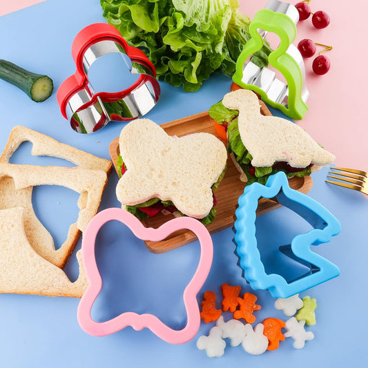 Sandwich Cutter Set Fruit Cutters Bread Cutout Shapes for Kids Lunch Butterfly Dinosaur Unicorn Mousehead V1258-DP02-B-117