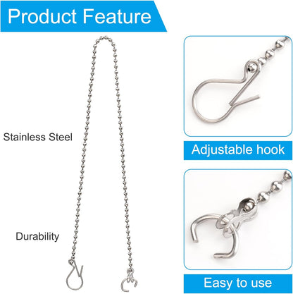 3 Pack Universal Toilet Flapper Chain Replacement Kit,Stainless steel,Including 12-Inch Chain,Hook,Ring V1258-DP02-B-1170