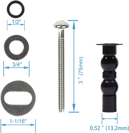 6 Pack Universal Toilet Seat Hinges Screw - Blind Hole Fixings Expanding Rubber Top Fix Nuts for Top Mounting V1258-DP02-B-1174