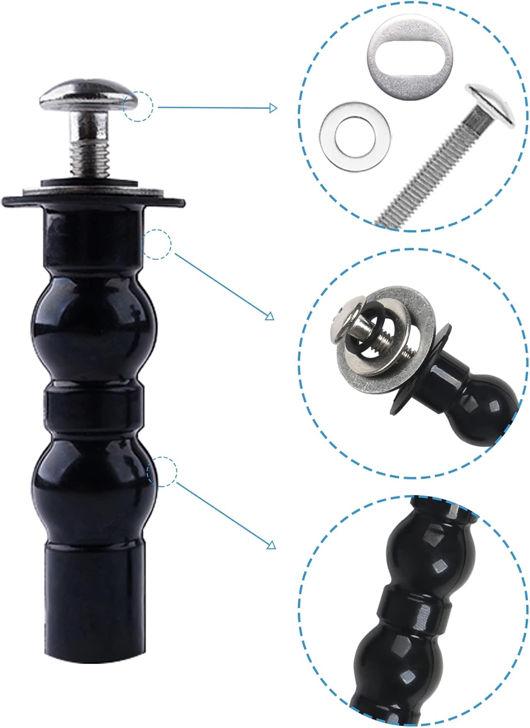 6 Pack Universal Toilet Seat Hinges Screw - Blind Hole Fixings Expanding Rubber Top Fix Nuts for Top Mounting V1258-DP02-B-1174