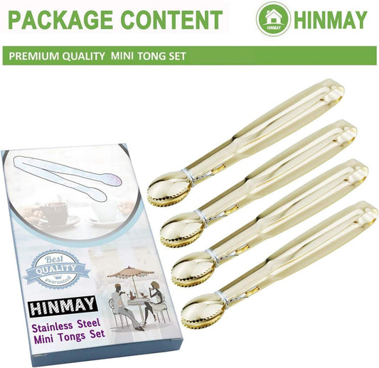 5.75" Mini Appetizer Tongs Set, Tiny Stainless Steel Small Tongs for Serving, Tea Party, Coffee Bar, V1258-DP02-B-1188