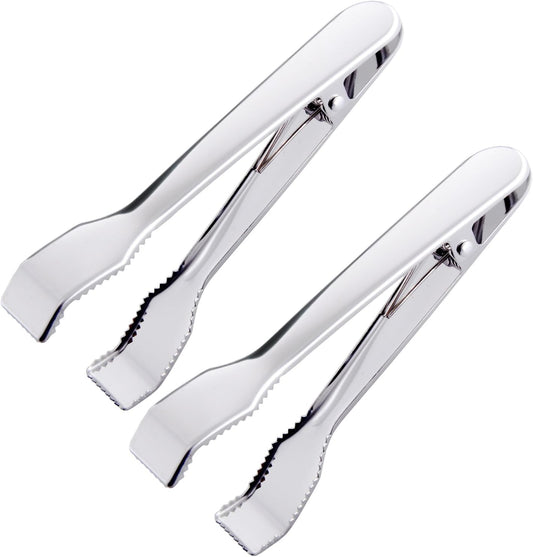 Ice Tongs for Ice Bucket 6-3/4 Inch - Set of 2 - Premium 18/8 Stainless Steel Ice Tongs with Teeth for Ice V1258-DP02-B-1191