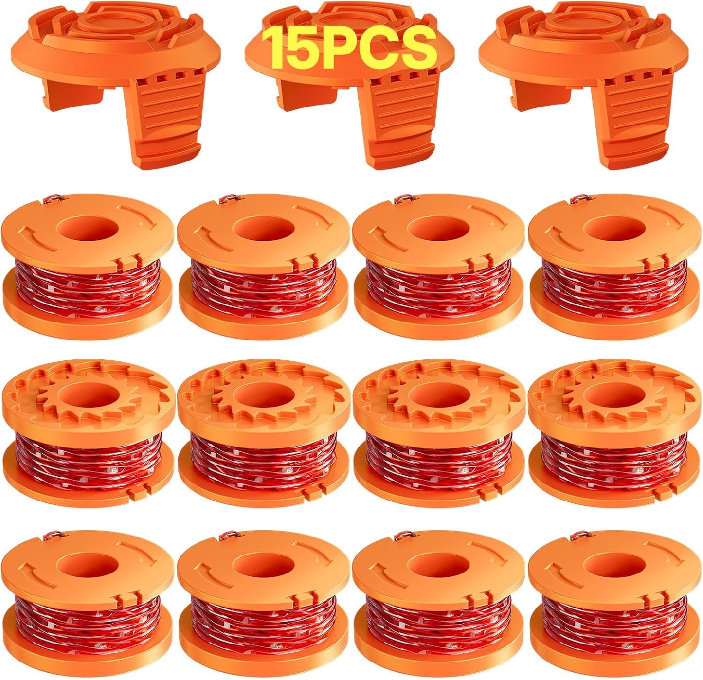 15 Pack (WA0010)Replacement Trimmer Line Spool Compatible with Worx Weed Eater, 0.065 inch Trimmer Line V1258-DP02-B-1198