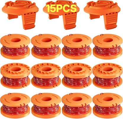 15 Pack (WA0010)Replacement Trimmer Line Spool Compatible with Worx Weed Eater, 0.065 inch Trimmer Line V1258-DP02-B-1198