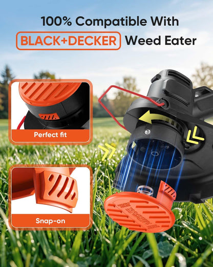 4 Pack Weed Eater Cap Compatible with Black and Decker Weed Wacker, RC-100-P Replacement Spool Cap Covers, V1258-DP02-B-1202