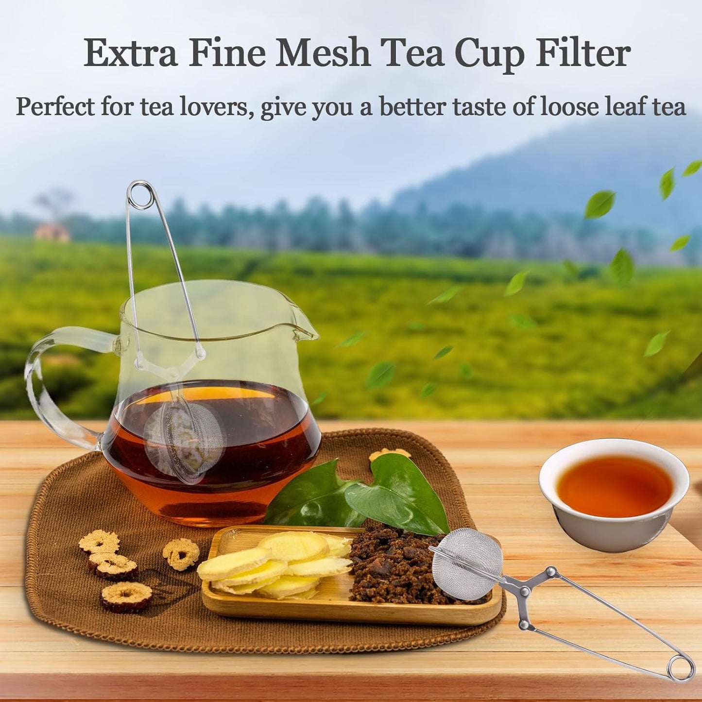 Tea Strainers for Loose Tea, 4 Pack Tea Infuser with Handle Fine Mesh Tea Ball Filter Tea Diffusers Steeper V1258-DP02-B-121