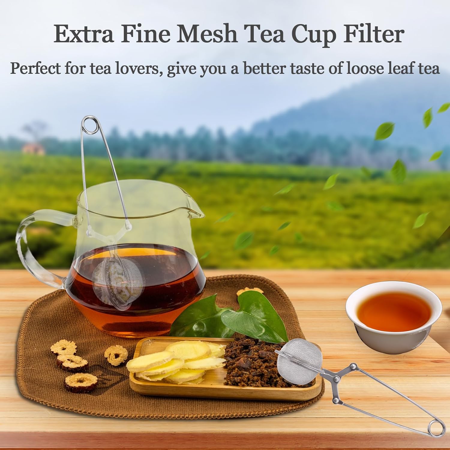 Tea Strainers for Loose Tea, 4 Pack Tea Infuser with Handle Fine Mesh Tea Ball Filter Tea Diffusers Steeper V1258-DP02-B-121