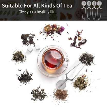 Tea Strainers for Loose Tea, 4 Pack Tea Infuser with Handle Fine Mesh Tea Ball Filter Tea Diffusers Steeper V1258-DP02-B-121