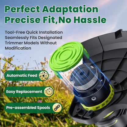 Trimmer String Spool Compatible with Greenworks, 0.065" 16Ft Single Line Auto-Feed String Trimmer Spools for V1258-DP02-B-1211