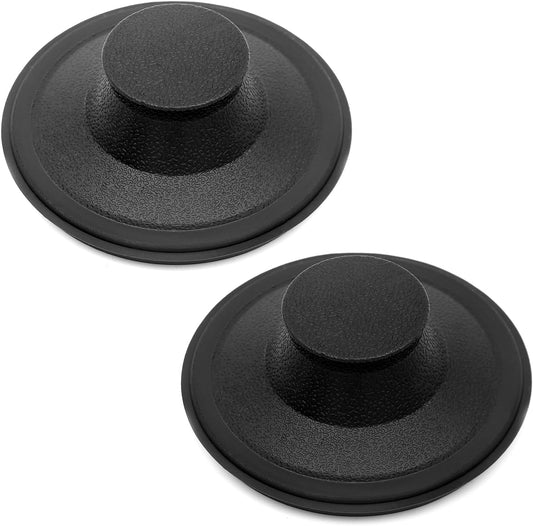 (2 Pack) Exact Replacement for InSinkErator STP-PL/STPPL Black Rubber Sink Stopper for Garbage Disposal - V1258-DP02-B-1212