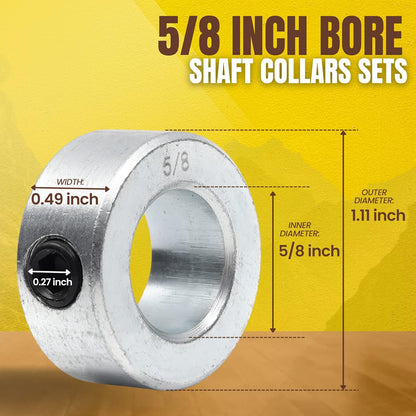 (4-Pack) 5/8" Bore Solid Steel Shaft Collars with Zinc Plated Coating - Durable Shaft Collars Suitable for V1258-DP02-B-1214