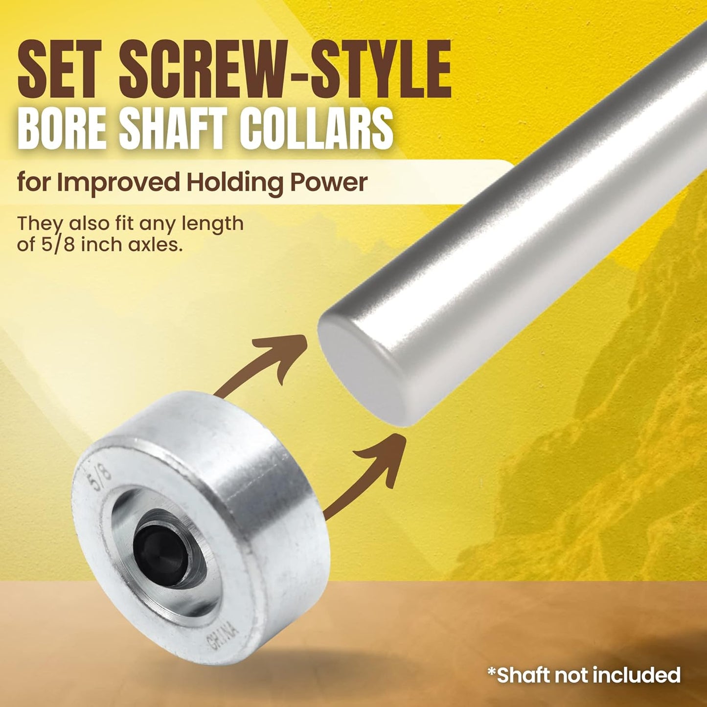 (4-Pack) 5/8" Bore Solid Steel Shaft Collars with Zinc Plated Coating - Durable Shaft Collars Suitable for V1258-DP02-B-1214