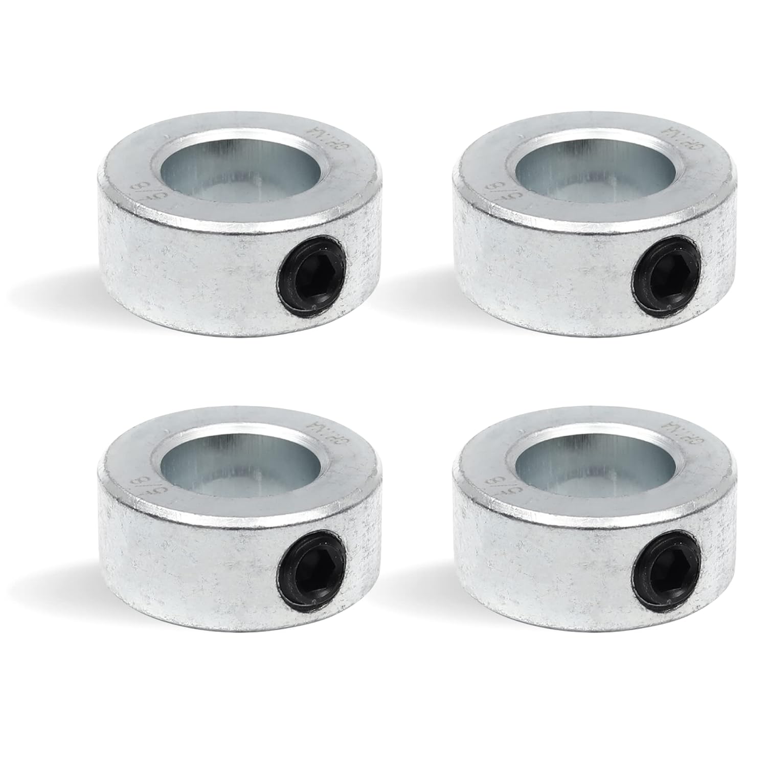 (4-Pack) 5/8" Bore Solid Steel Shaft Collars with Zinc Plated Coating - Durable Shaft Collars Suitable for V1258-DP02-B-1214