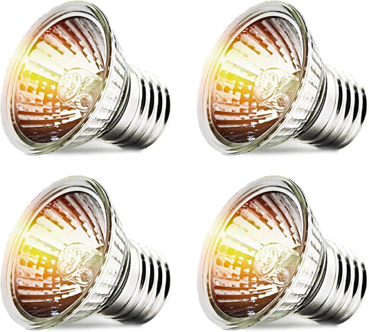 4-Pack 75W UVA+UVB Bulbs | Heat and Light for Reptiles and Amphibian Tanks, Terrariums and Cages | Works with V1258-DP02-B-1216