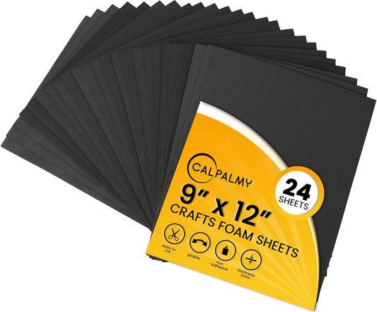 24 Ct Sheets Black EVA Cosplay Foam in 9" x 12'' Sheets; High Density Thick Foam 85 kg/m3, 2mm (1/12"); Great V1258-DP02-B-1220