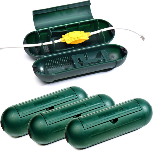 4 Pack Extension Cord Protective Cover Set (Green) | Indoor Outdoor Water-Resistant Holder for Holiday String V1258-DP02-B-1224