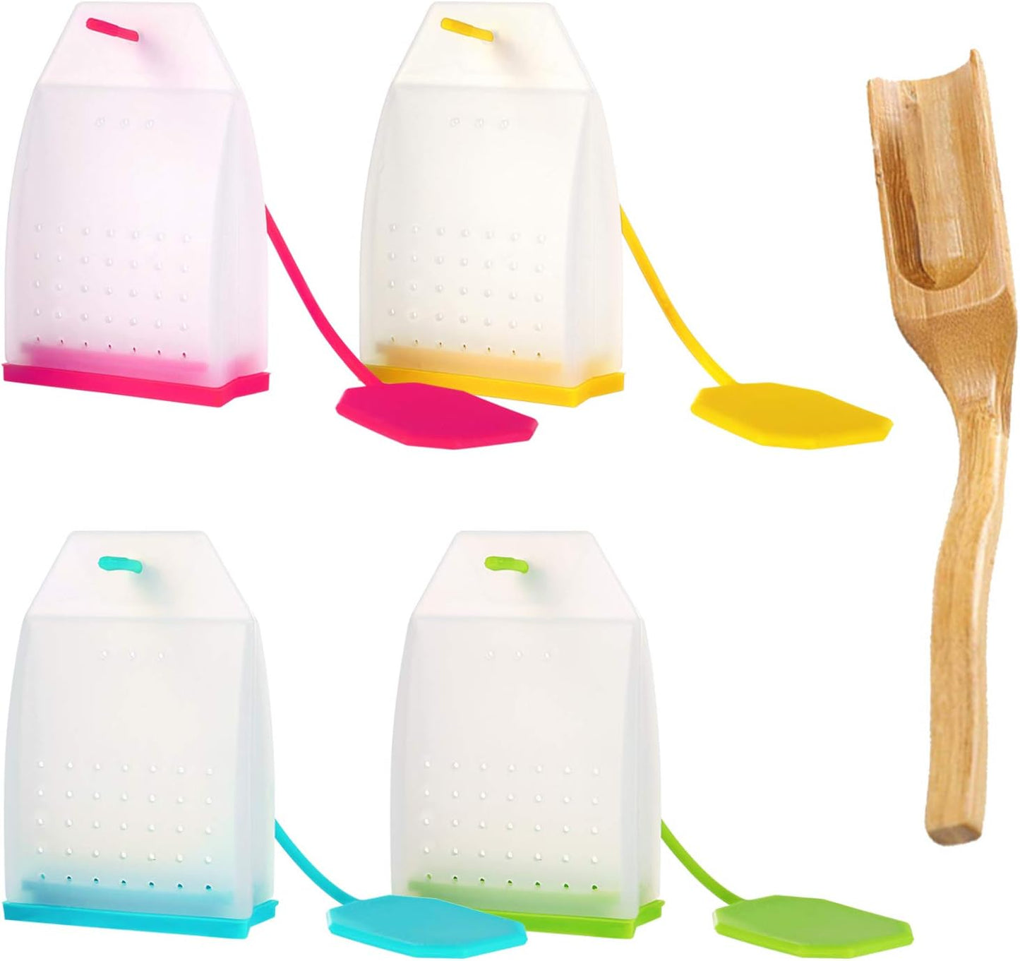 Silicone Tea Infuser, 4 Pack Loose Leaf Tea Filter Bags Strainer with Spoon V1258-DP02-B-123