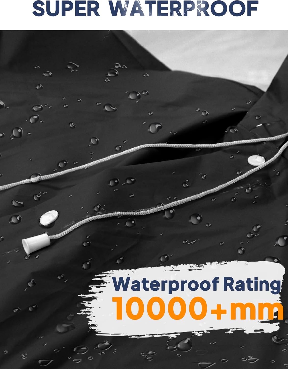 2-Pack Rain Ponchos for Adults Reusable Raincoats with Hooded and Drawstring Emergency for Men Women V1258-DP02-B-1230