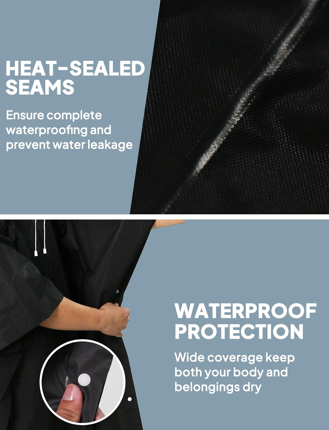 Rain Ponchos for Adult Emergency Raincoats Reusable Hooded Rain Jackets for Men Women(2 pack) V1258-DP02-B-1232