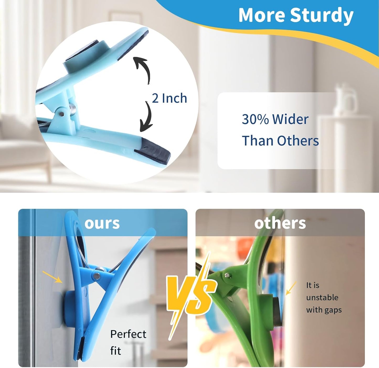 12 Pack Chip Clips, Magnetic Bag Clip with Airtight Seal for Chips, Bread, Snacks, Fridge Organizer Kitchen V1258-DP02-B-124