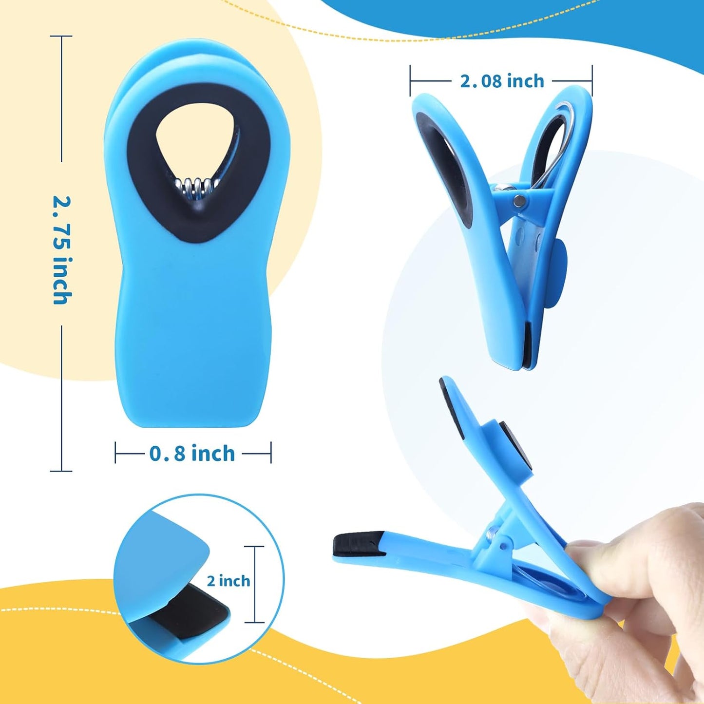 12 Pack Chip Clips, Magnetic Bag Clip with Airtight Seal for Chips, Bread, Snacks, Fridge Organizer Kitchen V1258-DP02-B-124